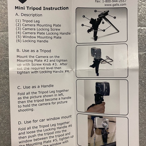 Galls Compact Tripod Mount For Binoculars or Camera- Brand New. - Picture 7 of 8